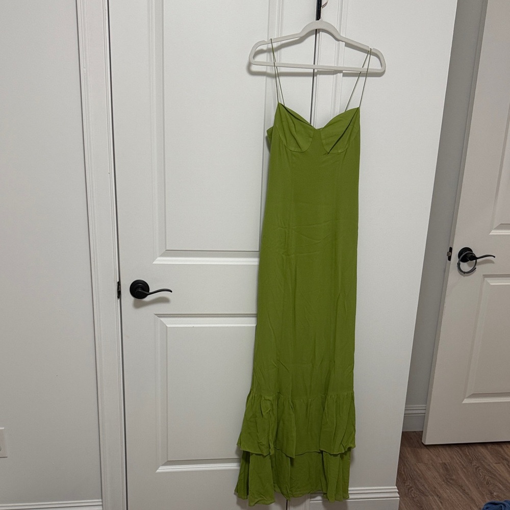Reformation Green Spaghetti Strap Sundress for Weddings